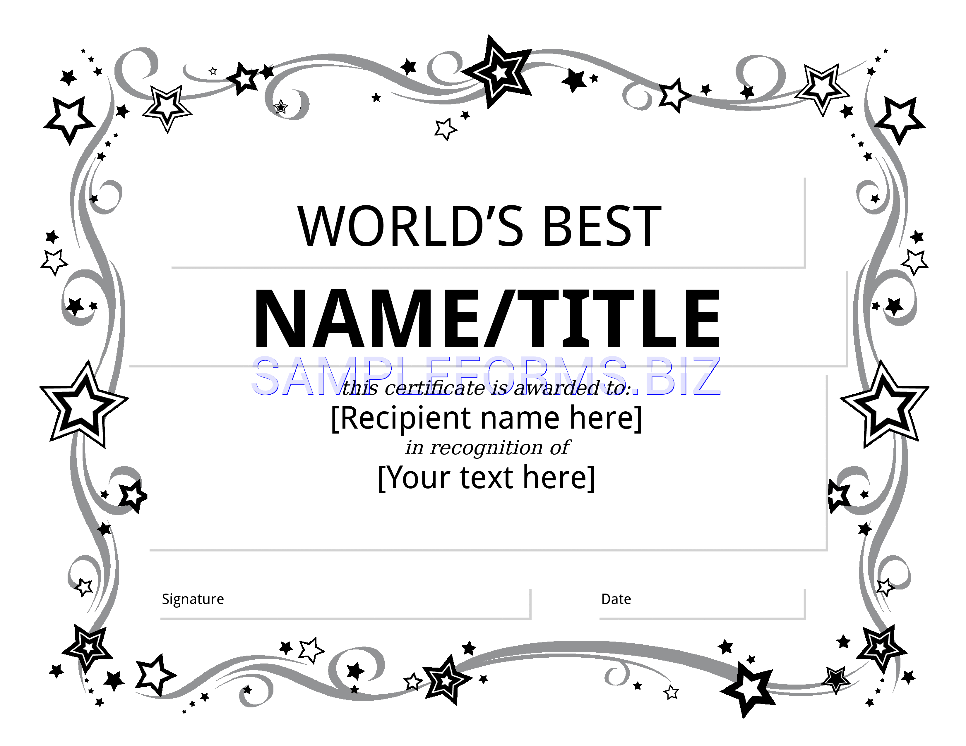 Preview free downloadable World's Best Award Certificate in PDF (page 1)
